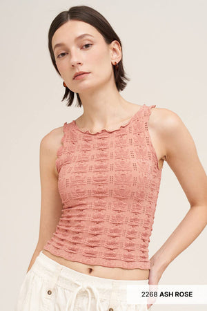 Floral Edge Top: Milk Tea