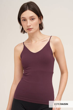 Clean Line V Neck Cami:Earth Olive