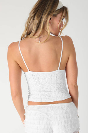 Textured Lace Cami:Dusty Teal