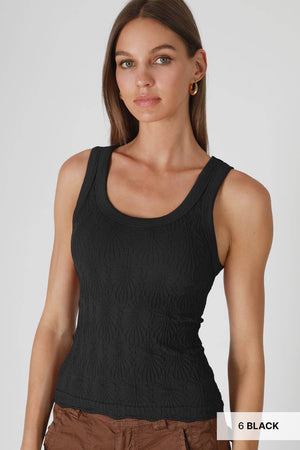 Reversible Lace Textured Tank Top: Black